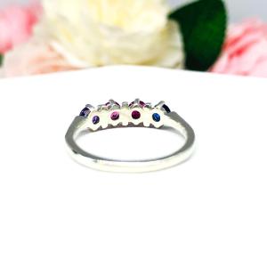 Sterling Silver 4 Stone Mother's Ring - 4mm round gemstones - Family Ring - Grandmother Ring -Birthstone Ring