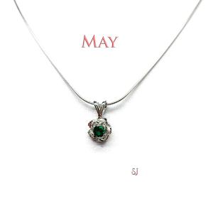 Birthstone Rose Pendant Necklace - 4mm round gemstone - Sterling silver pendant and chain