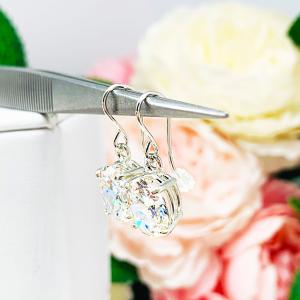 Oval CZ Dangle Drop Earrings – 7x5mm-10x8mm, Sterling Silver