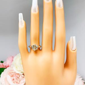 Light Champagne Moissanite Engagement Ring – 6 Prong Trellis – Sterling Silver – 6.5mm to 9mm Stone Options