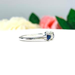 Lab Blue Sapphire CZ 3mm Round Five Stone Ring