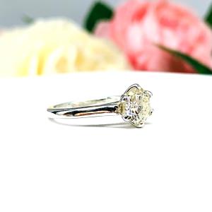 Moissanite Engagement Ring – 6-prong tulip setting in sterling silver – Round H/I color lab-grown stone – 0.75 or 1 Carat