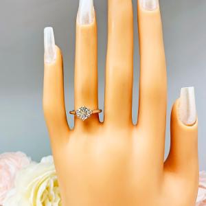Moissanite Engagement Ring – 6-prong tulip setting in sterling silver – Round H/I color lab-grown stone – 0.75 or 1 Carat