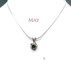 Birthstone Rose Pendant Necklace - 4mm round gemstone - Sterling silver pendant and chain