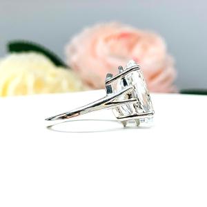 Natural White Topaz Oval Solitaire Ring - Sterling silver split shank statement setting