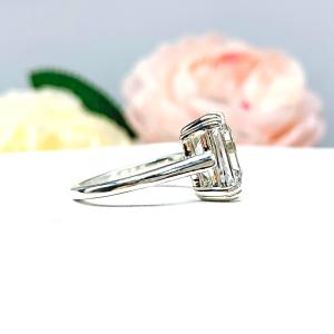 Lab White Sapphire Emerald Cut Ring Double Prong