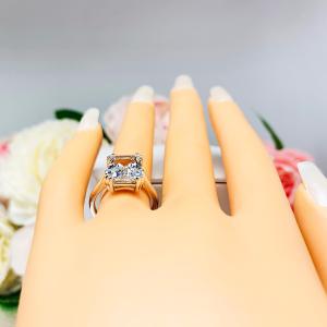 Lab White Sapphire Emerald Cut Ring Double Prong