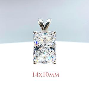 Radiant Cubic Zirconia Pendant Necklace – 7x5mm-14x10mm, Sterling Silver