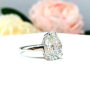 Pear-Cut CZ Engagement Ring • 13x9mm, Sterling Silver, Size 7