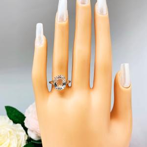 Natural White Topaz Oval Solitaire Ring - Sterling silver split shank statement setting
