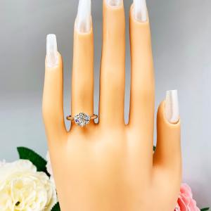 Round Near Colorless CZ Tulip Cathedral Engagement Ring