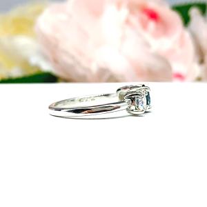 Round London Blue Moissanite 3 Stone Sterling Silver Ring Size 6 Authentic
