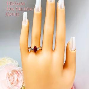 Lab Ruby Marquise Ring – CZ Accents, 10x5mm-14x7mm, Sterling Silver