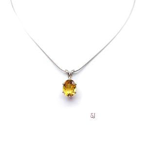 Golden Citrine Pendant Oval 10x8mm Necklace Natural November Birthstone Sterling Silver