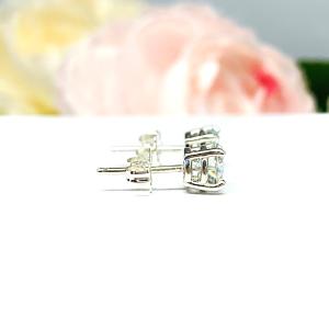 6mm Moissanite Stud Earrings – Sterling Silver – Round Cut – April Birthstone Alternative – Authentic Stones