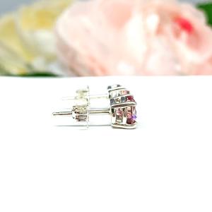 Pink Round CZ Sterling Silver Stud Earrings 6mm Swarovski Pure Brilliance Fancy Pink