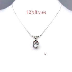 White Topaz Oval Pendant Sterling Silver Necklace Natural
