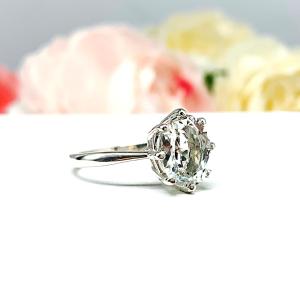 White Topaz Oval Engagement Ring – 10x8mm-14x10mm, Sterling Silver, 8-Prong