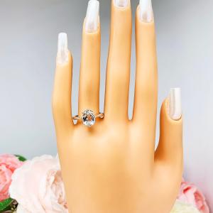 White Topaz Oval Engagement Ring – 10x8mm-14x10mm, Sterling Silver, 8-Prong