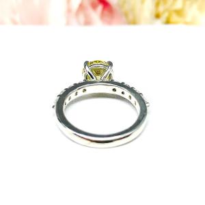 Yellow Round CZ Pave Engagement Ring Sterling Silver Optional Matching Band