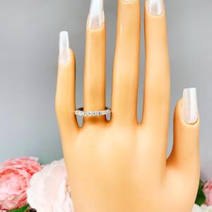 Moissanite Stackable Wedding Band – 2.5mm Round Cut – Sterling Silver Half-Eternity Ring – Perfect for Layering