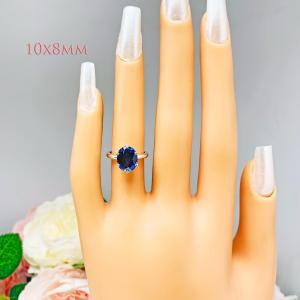 Lab Blue Sapphire Oval 6 Prong Ring