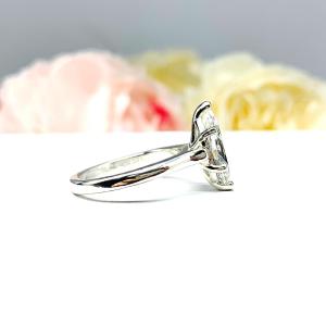 Marquise CZ Engagement Ring 6 prong Sterling Silver Cathedral Near Colorless CZ