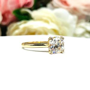 Old Mine Cut Near Colorless CZ Engagement Ring 7.5mm 2 Carats