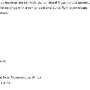Mozambique Red Garnet Stud Earrings – Sterling Silver Setting – Three size options – January Birthstone Gift