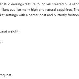 Lab Blue Sapphire Stud Earrings – 5mm-8mm Round, Sterling Silver