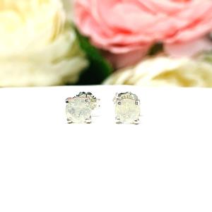Round Precious Opal Stud Earrings - 5mm natural Contra Luz opal gemstones - Sterling silver settings