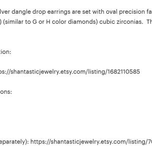 Oval CZ Dangle Drop Earrings – 7x5mm-10x8mm, Sterling Silver