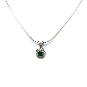 Round Birthstone Rose Pendant Necklace – 4mm, Sterling Silver