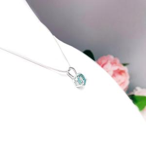 Blue Moissanite Martini Pendant Necklace - Round brilliant VVS lab stones - Five size options- Sterling silver setting and chain