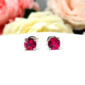 Mystic Pink Topaz Stud Earrings - 6mm round stones - Sterling silver settings - October birthstone alternative