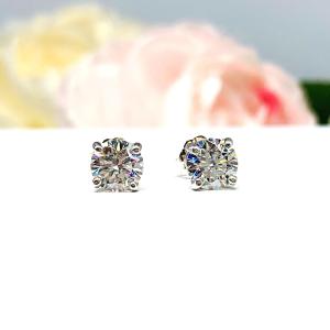 6mm Moissanite Stud Earrings – Sterling Silver – Round Cut – April Birthstone Alternative – Authentic Stones