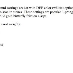 14k White Gold Moissanite Martini Stud Earrings – Round brilliant DEF VVS lab stones – Five size options