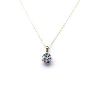 14k Gold Moissanite Martini Pendant Necklace -  Round brilliant DEF VVS lab stones - Solid gold setting