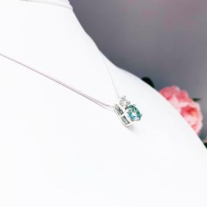 Two-Stone Blue Moissanite Slide Pendant Necklace – 2.5 ct round stones – Sterling silver – Elegant gift for her - Bridal Necklace