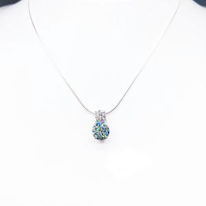 Two-Stone Blue Moissanite Slide Pendant Necklace – 2.5 ct round stones – Sterling silver – Elegant gift for her - Bridal Necklace
