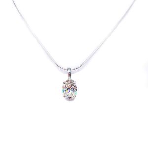 Oval CZ Pendant Sterling Silver Pendant Necklace