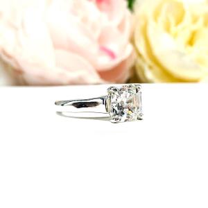Asscher Cut CZ Engagement Ring - Sterling Silver Cathedral Setting - 2–4 Carat Cubic Zirconia