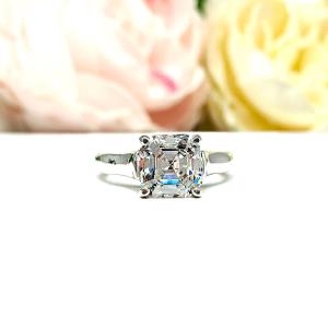 Asscher Cut CZ Engagement Ring - Sterling Silver Cathedral Setting - 2–4 Carat Cubic Zirconia