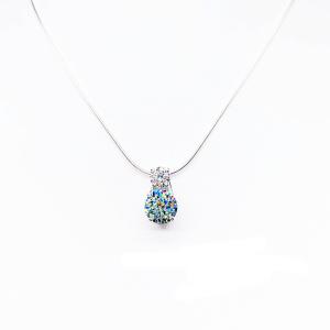 Two-Stone Blue Moissanite Slide Pendant Necklace – 2.5 ct round stones – Sterling silver – Elegant gift for her - Bridal Necklace