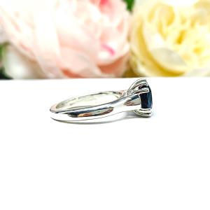 Cushion Lab Sapphire Ring - Double Prong Cathedral - 8mm Sterling Silver Solitaire