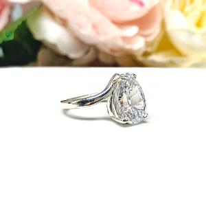 Pear CZ Engagement Ring - Curved Sterling Silver Band - 3 Stone Size Options – Elegant & Affordable Bridal Jewelry