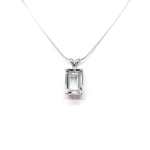 Emerald Cut White Topaz Pendant – Natural Gemstone Necklace in Sterling Silver – Four Size Options