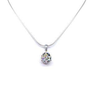 Round CZ Martini Pendant Necklace – 5mm-10mm, Near Colorless, 3-Prong, Sterling Silver