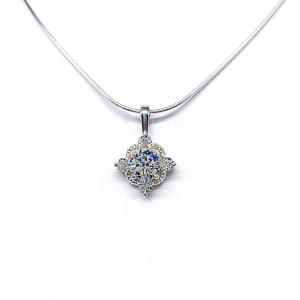 Art Deco Cubic Zirconia Pendant Necklace – 6mm-8mm, Sterling Silver