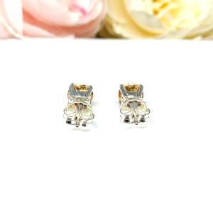 Champagne Old European Cut CZ Stud Earrings – 7mm,  Sterling Silver